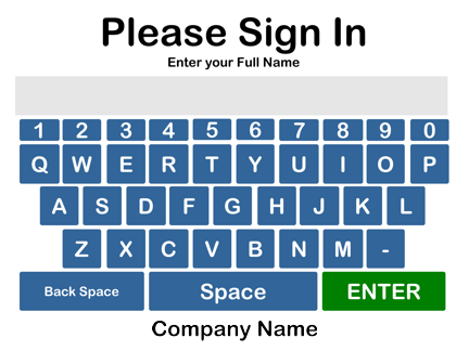 Check In Systems name screen on Apple iPad kiosk